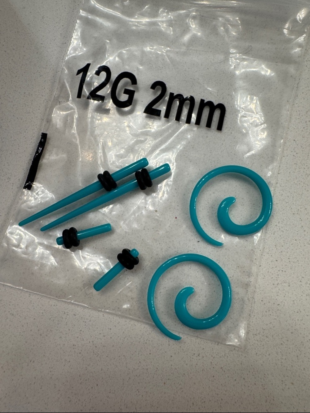 Turquoise Spiral & Taper Ear Stretching Set
